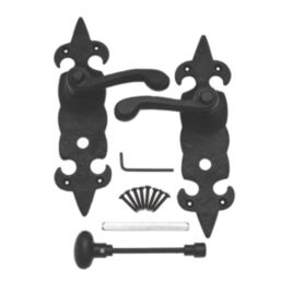 Carlisle Brass Fleur de Lys LoB Bathroom Door Handles Pair Antique Black