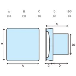 Manrose CQF100S 100mm (4") Axial Bathroom Extractor Fan  White 240V
