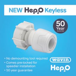 Hep2O Hand-Titan Plastic Push-Fit Straight Keyless Tap Connector 15mm x 3/4"