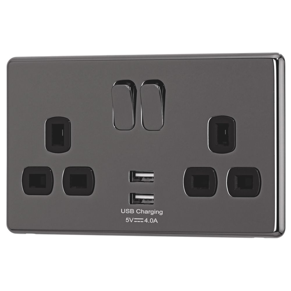 Arlec 13A 2-Gang SP Switched Socket + 4A 15W 2-Outlet Type A USB ...