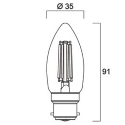 Sylvania ToLEDo Retro V5 CL 827 SL B22 Candle LED Light Bulb  470lm 4.5W