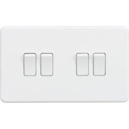 Knightsbridge  10AX 4-Gang 2-Way Light Switch  Matt White