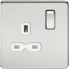 Knightsbridge  13A 1-Gang DP Switched Single Socket Polished Chrome  with White Inserts