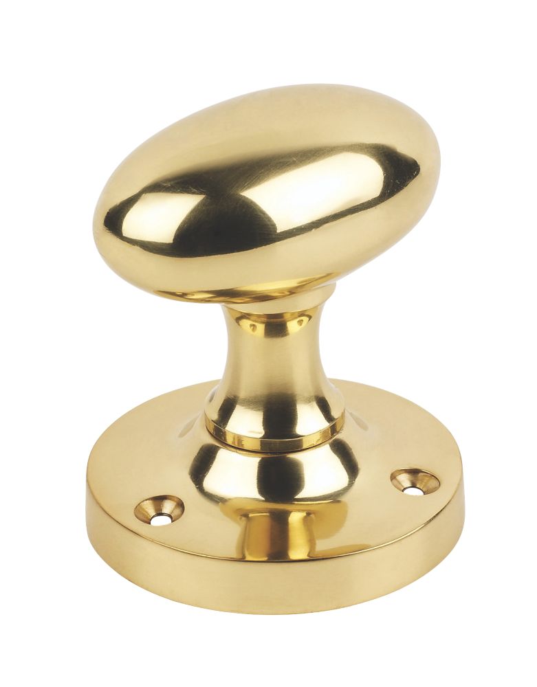 Smith & Locke Oval Mortice Knobs 55mm Pair Polished Brass - Screwfix