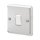 MK Contoura 10A 1-Gang 2-Way Switch  Brushed Stainless Steel with White Inserts