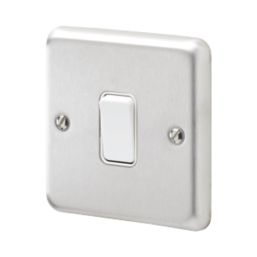 MK Contoura 10A 1-Gang 2-Way Switch  Brushed Stainless Steel with White Inserts