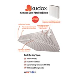 Kudox Premium Type 21 Double-Panel Plus Single Convector Radiator 600mm x  1100mm White 4999BTU - Screwfix