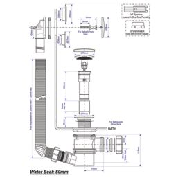 McAlpine Adjustable Bath Trap With Matt Black Pop Up Waste/Plug