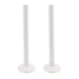 ETAL Danva 15mm x 1/2" Matt White Corner & L/S Modern Thermostatic Radiator Valve & Lockshield
