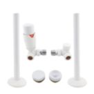 ETAL Danva 15mm x 1/2" Matt White Corner & L/S Modern Thermostatic Radiator Valve & Lockshield