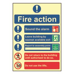 Essentials  Photoluminescent "Fire Action Procedure" Sign 250mm x 350mm