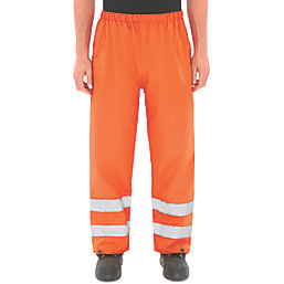 Hi-Vis Trousers Elasticated Waist Orange Large 26-46" W 30" L