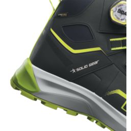 Solid Gear Sonar Mid Size 9  Black / Green Water-Resistant  Safety Boots