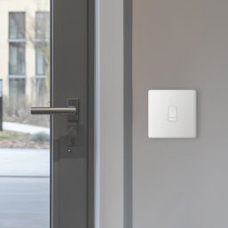 British General Evolve 10A 1-Gang 1-Way Press Switch Pearlescent White with White Inserts