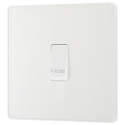 British General Evolve 10A 1-Gang 1-Way Press Switch Pearlescent White with White Inserts
