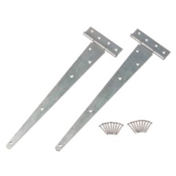 GateMate Matt Silver Straight Medium Tee Hinges 140mm x 18" x 450mm 2 Pack