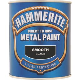 Hammerite 750ml Black Smooth Anti Corrosive Metal Paint