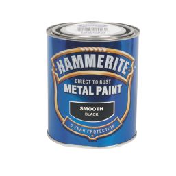 Hammerite 750ml Black Smooth Anti Corrosive Metal Paint