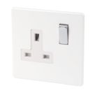 Varilight  13AX 1-Gang DP Switched Plug Socket Ice White  with White Inserts
