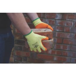 Keep Safe  Latex Builder Gloves Orange / Yellow Medium