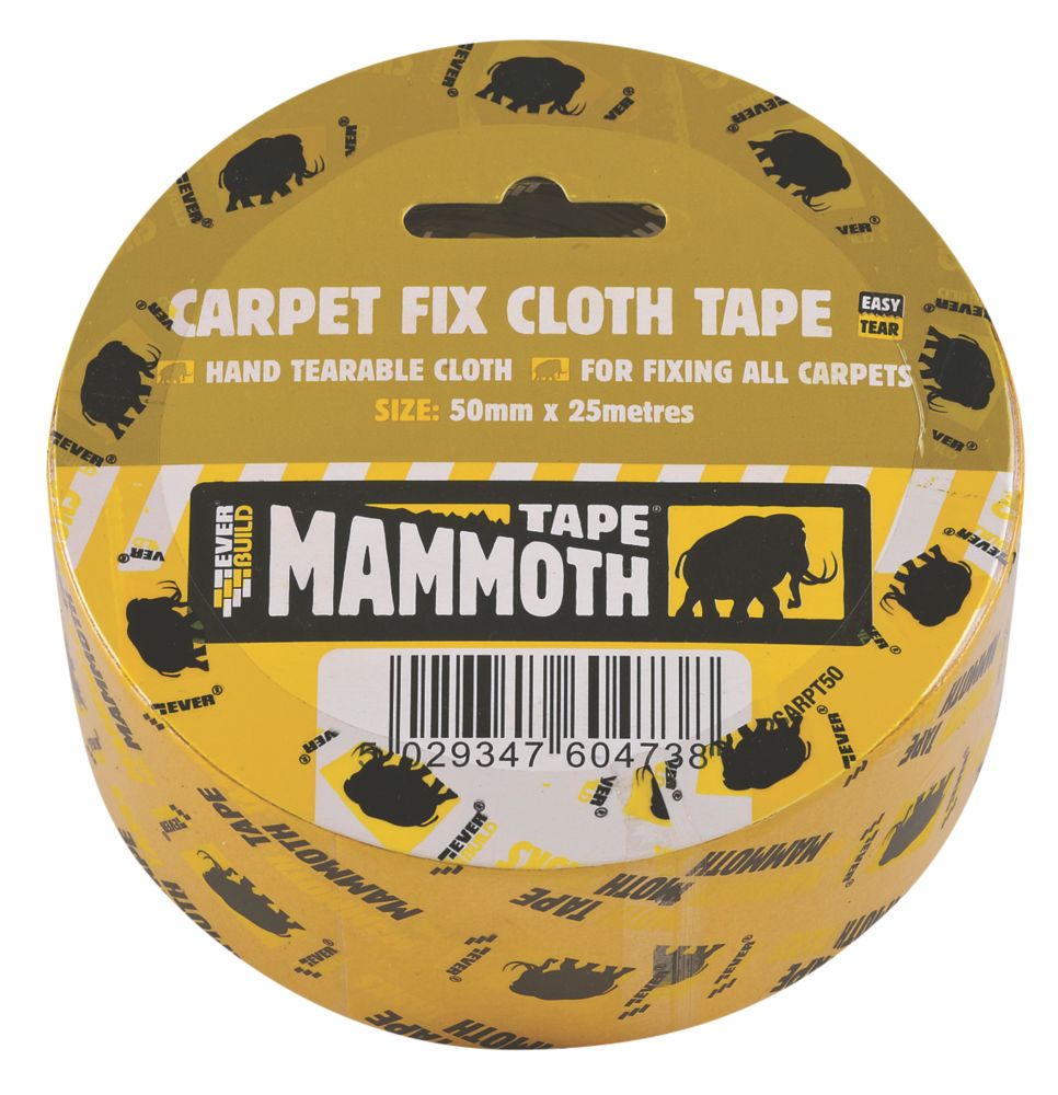 Everbuild DoubleSided Cloth Carpet Tape Mesh Clear 25m x 50mm Screwfix