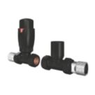 ETAL Danva 15mm x 1/2" Satin Black Straight Modern Thermostatic Radiator Valve & Lockshield