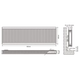 Flomasta 600mm x 1400mm 6384BTU White Type 21 Convector Radiator