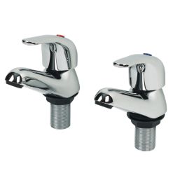 Swirl Conventional Chrome 86mm Deck Mounted Lever 2 Tap Holes Bath Pillar Tap