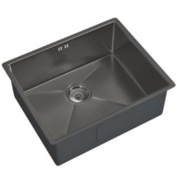 ETAL Elite 1 Bowl Stainless Steel Inset / Undermount Kitchen Sink Brushed Gun Metal 540mm x 205mm