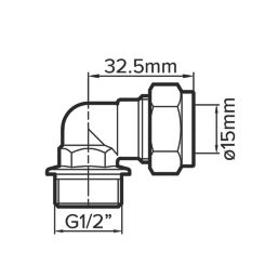 Flomasta  Brass Compression Adapting 90° Male Elbow 15mm x 1/2"