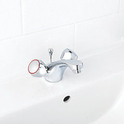 Swirl Contract Bathroom Basin Mono Mixer Tap Metal Head Chrome
