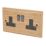 Varilight  13AX 2-Gang DP Switched Plug Socket Classic Oak  with Black Inserts