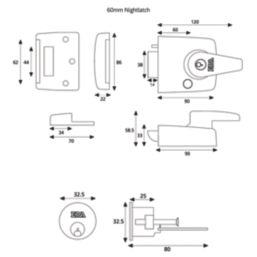 ERA 193-37-1  Double Locking Night Latch  Polished Chrome 60mm Backset