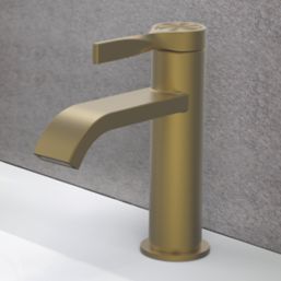 Swirl Ayre Brushed Brass 165mm Standard Lever Mono Basin Mixer Tap  With Clicker Waste