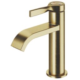 Swirl Ayre Brushed Brass 165mm Standard Lever Mono Basin Mixer Tap  With Clicker Waste