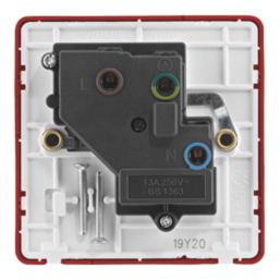 Arlec  13A 1-Gang SP Switched Socket Red  with White Inserts