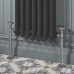 ETAL Rotor 15mm x 1/2" Chrome Angled Designer Manual Radiator Valve Head & Body  2 Pack