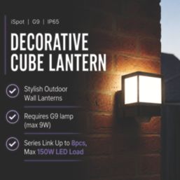 Brackenheath iSpot Deco Indoor & Outdoor Cube Wall Light With PIR & Photocell Sensor Black