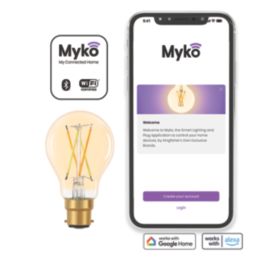 LAP Myko  B22 A60 LED Virtual Filament Smart Light Bulb 7.3W 806lm