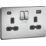 Knightsbridge  13A 2-Gang SP Switched Socket + 4.0A 20W 2-Outlet Type A & C USB Charger Polished Chrome with Black Inserts