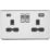 Knightsbridge  13A 2-Gang SP Switched Socket + 4.0A 20W 2-Outlet Type A & C USB Charger Polished Chrome with Black Inserts
