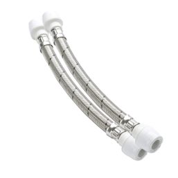 Hep2O Push-Fit Keyless Flexi Tap Connector 15mm x 15mm x 300mm 2 Pack