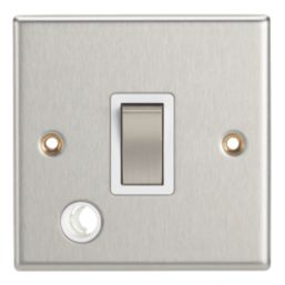 Contactum iConic 20A 1-Gang DP Control Switch & Flex Outlet Brushed Steel  with White Inserts