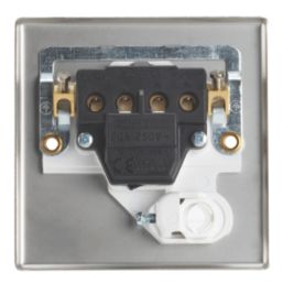 Contactum iConic 20A 1-Gang DP Control Switch & Flex Outlet Brushed Steel  with White Inserts