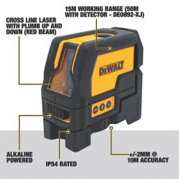 DEWALT DW0822-XJ Red Self-Levelling Cross-Line Plumb Laser