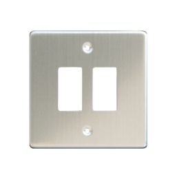 Varilight PowerGrid 2-Module Grid Faceplate Brushed Steel