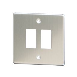 Varilight PowerGrid 2-Module Grid Faceplate Brushed Steel
