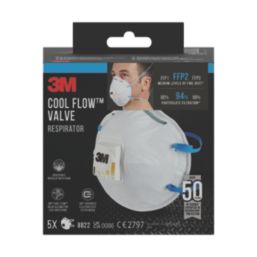3M 8822 Cool Flow Disposable Valved Masks P2 5 Pack