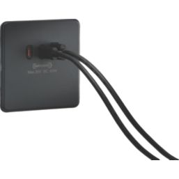 Knightsbridge  5A 63W 3-Outlet Type A & C USB Socket Anthracite with Black Inserts