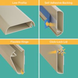 D-Line PVC Magnolia TV Cable Cover 60mm x 15mm x 1m